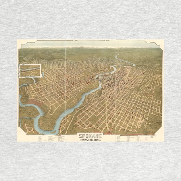 Vintage Pictorial Map of Spokane Washington (1905) by Bravuramedia